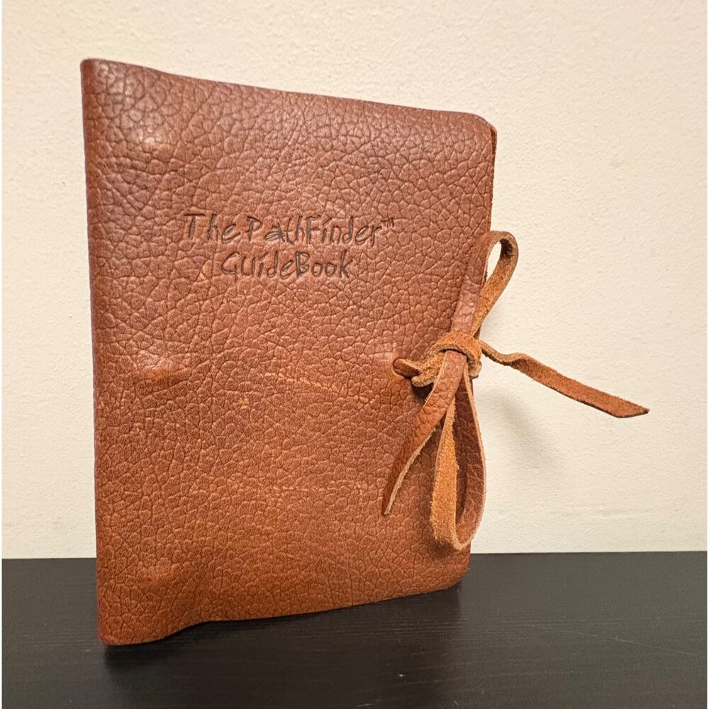 Handcrafted Leather Pathfinder Guidebook Cover With Tie Closure & Ring Binder